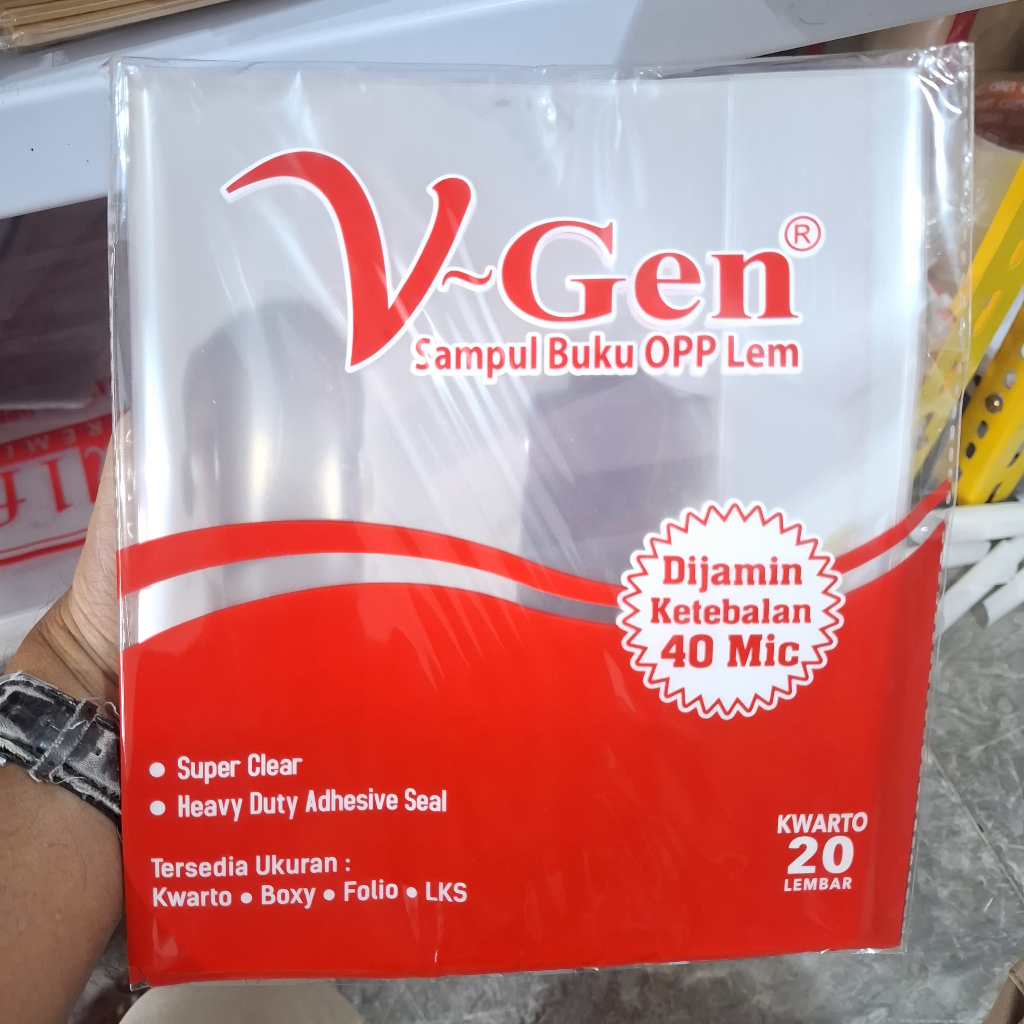 

1 PAK SAMPUL PLASTIK VGEN KWARTO / BUKU TULIS - 1 PAK ISI 20