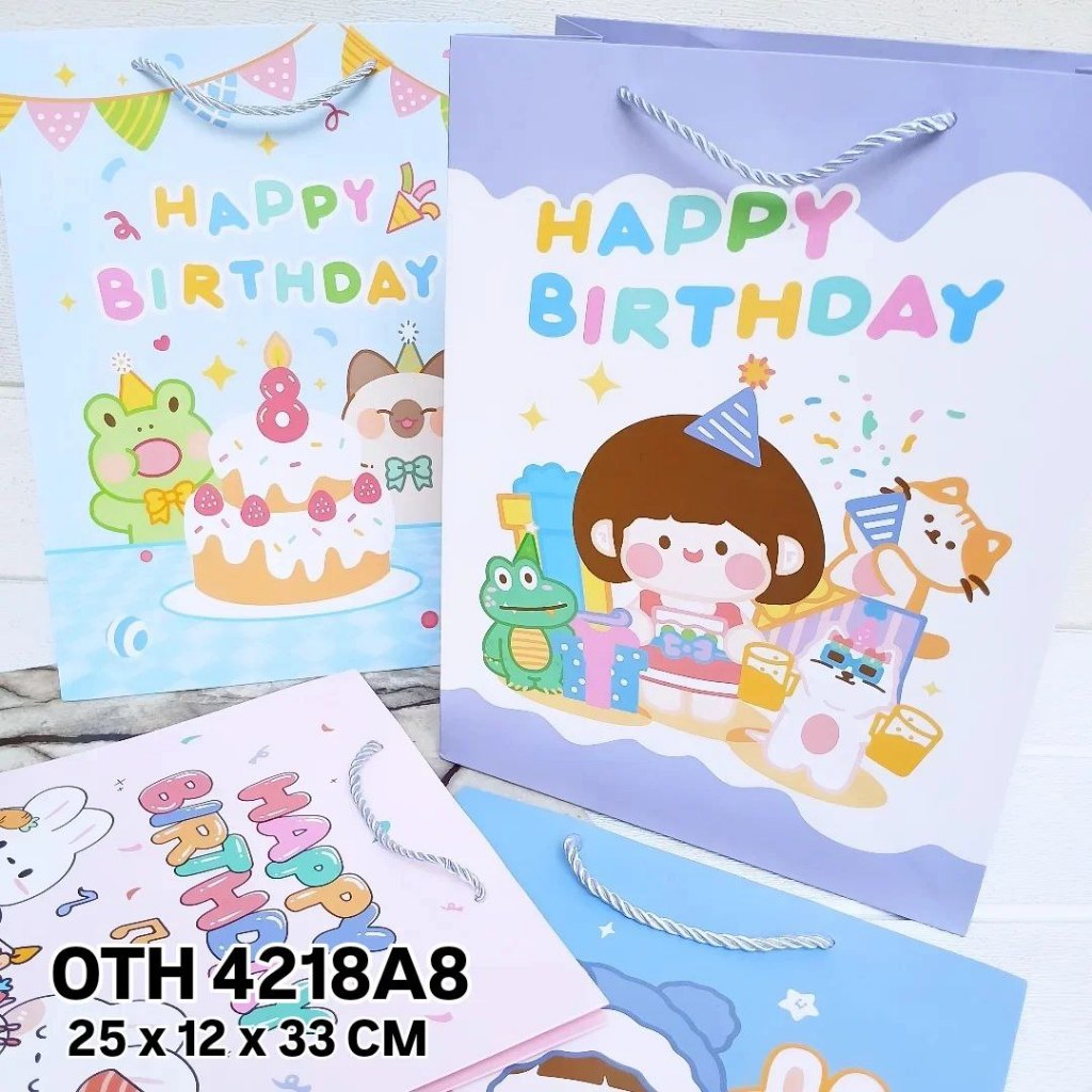 

OTH 4218A8 - ISI 12 PAPERBAG UK 33X25CM MTF HAPPY BIRTHDAY MIX
