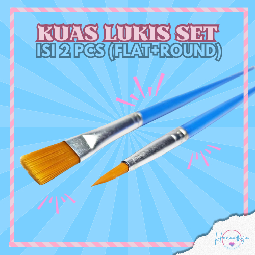 

Kuas Lukis Cat Air Minyak Kanvas Paintbrush Painting Brush Canvas Isi 2 Pcs Art Acrylic Akrilik Palet Bahan Bulu Nylon 100% Lembut Awet