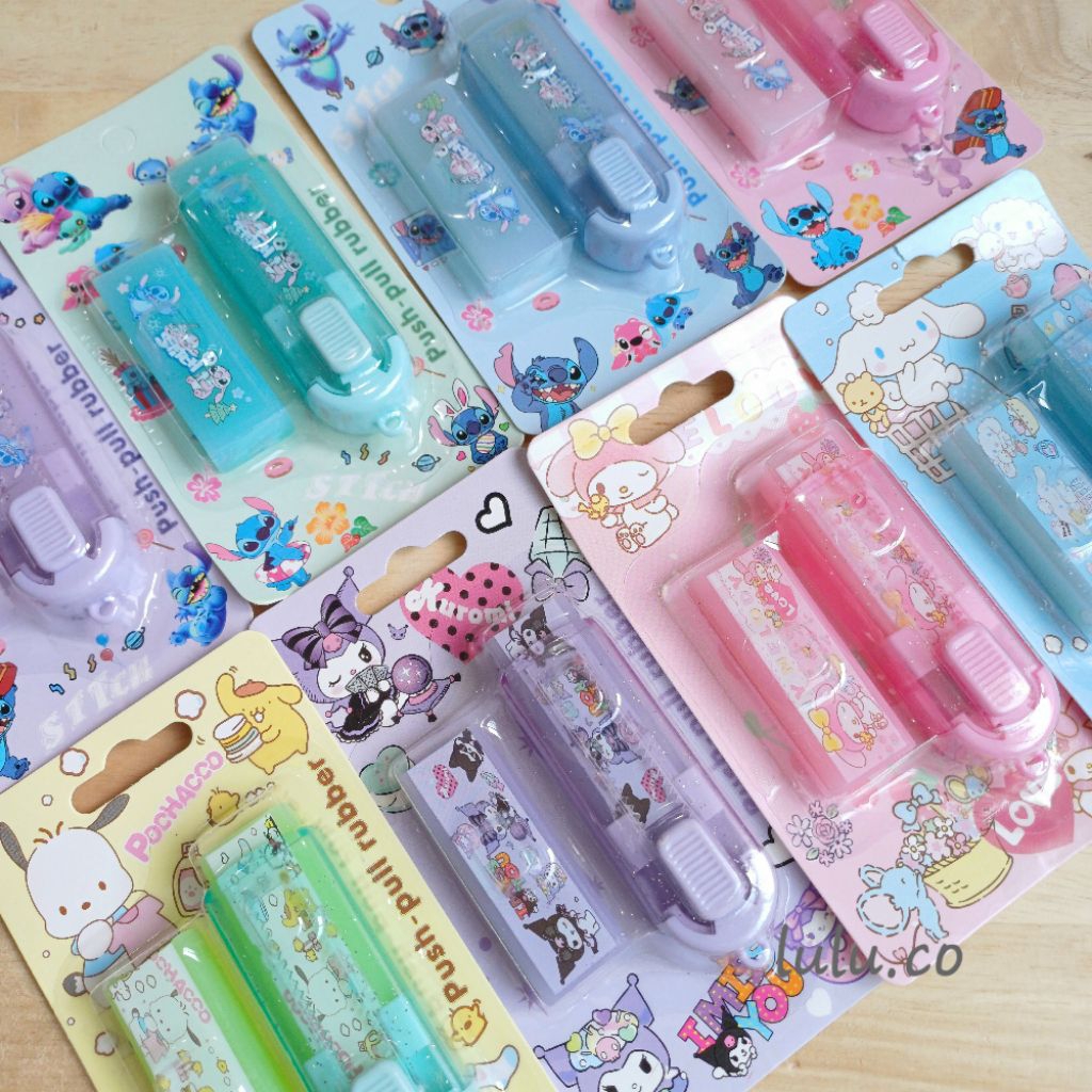 

Penghapus eraser slide geser ada refill PHS1501-0013 STITCH SAN*** Cinnamoroll kuromi my melody pochacco