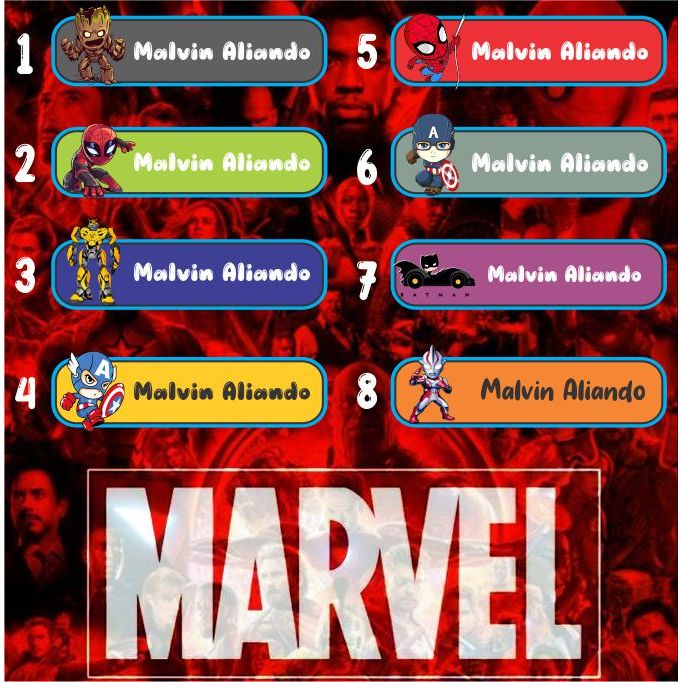 

Sticker Sablon Setrika Label Nama Karakter ( SUPER HERO ) Anak Sekolah Pesantren Asrama Name Tag Laundry Sticker