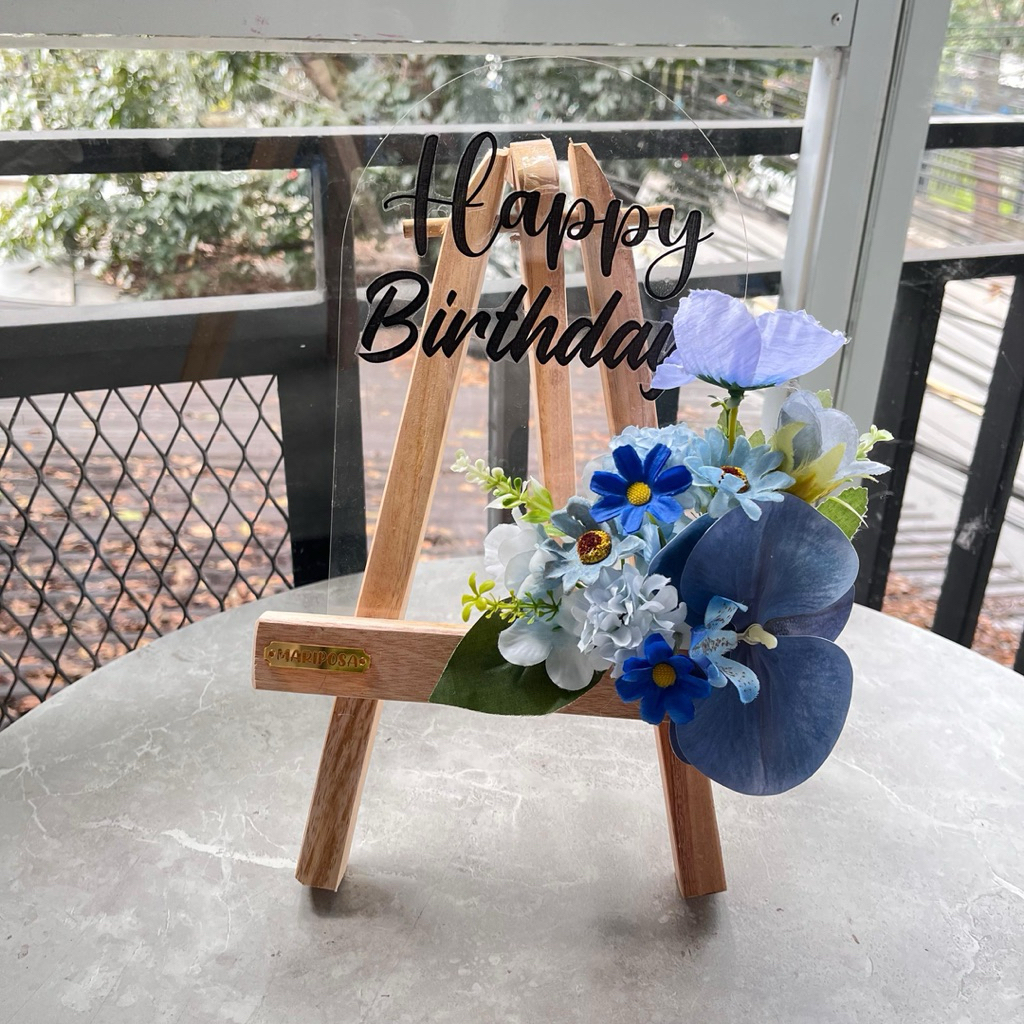 Standing Akrilik Artificial Flower Mini Ucapan Selamat #1