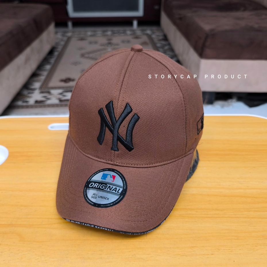 TOPI BASEBALL DISTRO LOGO NY - TOPI BASEBALL PRIA WANITA BORDIR NY COKLAT