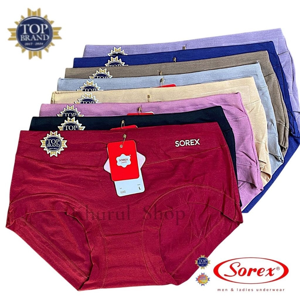 6pcs - Celana dalam sorex 1232 logo timbul - pakaian dalam wanita dewasa pola polos bahan katun kare