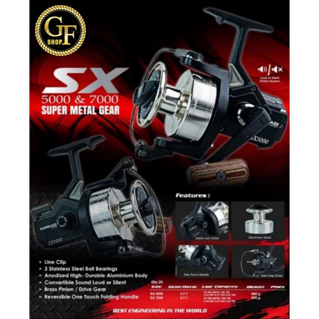 Reel Spinning KAMIKAZE SX5000-SX7000 Super Metal Gear Best Engineering In World Super Metal Body