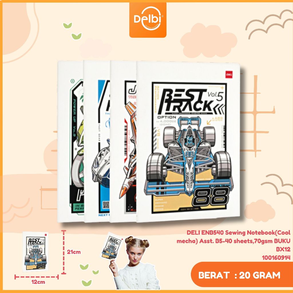 

1PCS DELI ENB540 Sewing Notebook(Cool mecha) Asst. B5-40 sheets,70gsm BUKU