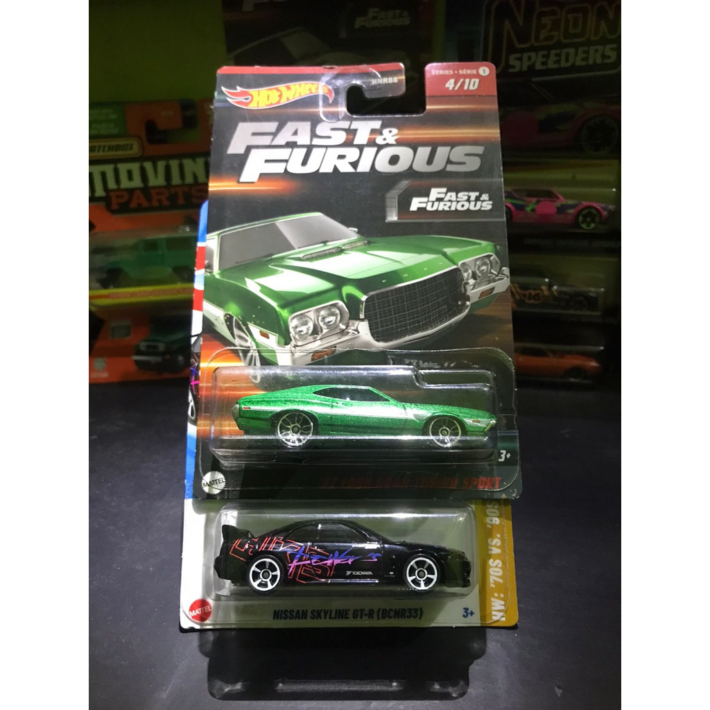 Hotwheels nissan skyline GT-R (BCNR33) & fast furious ‘72 frod gran torino sport