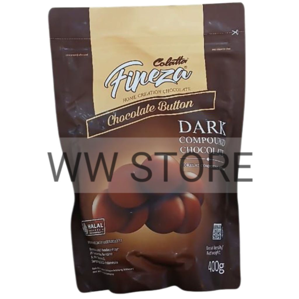 

Coklat cokelat paduan hitam halal MUI Colatta Fineza HOME CREATION DARK COMPOUND Button CHOCOLATE 400g