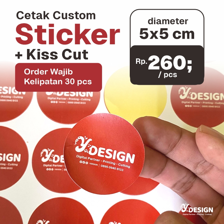 

Cetak Custom Sticker + Kiss Cut | Sticker Kemasan Lingkaran | Sticker Glossy ( 5x5 cm ) - YDESIGN