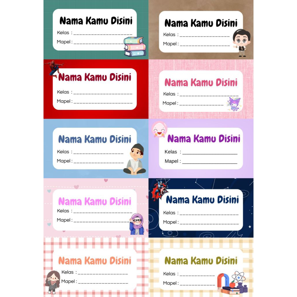 

Stiker Nama Buku Tulis / Buku Pelajaran
