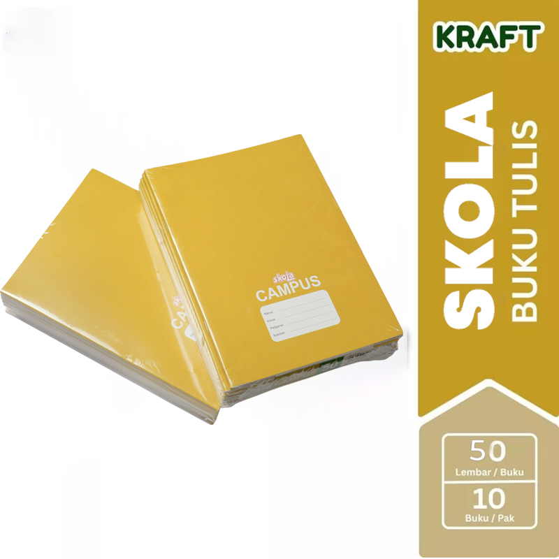 

1 Pack Buku Tulis Maxi Panjang Skola Sampul Coklat 50 Lembar Isi 10 Buku Ukuran Panjang Boxy Kraft