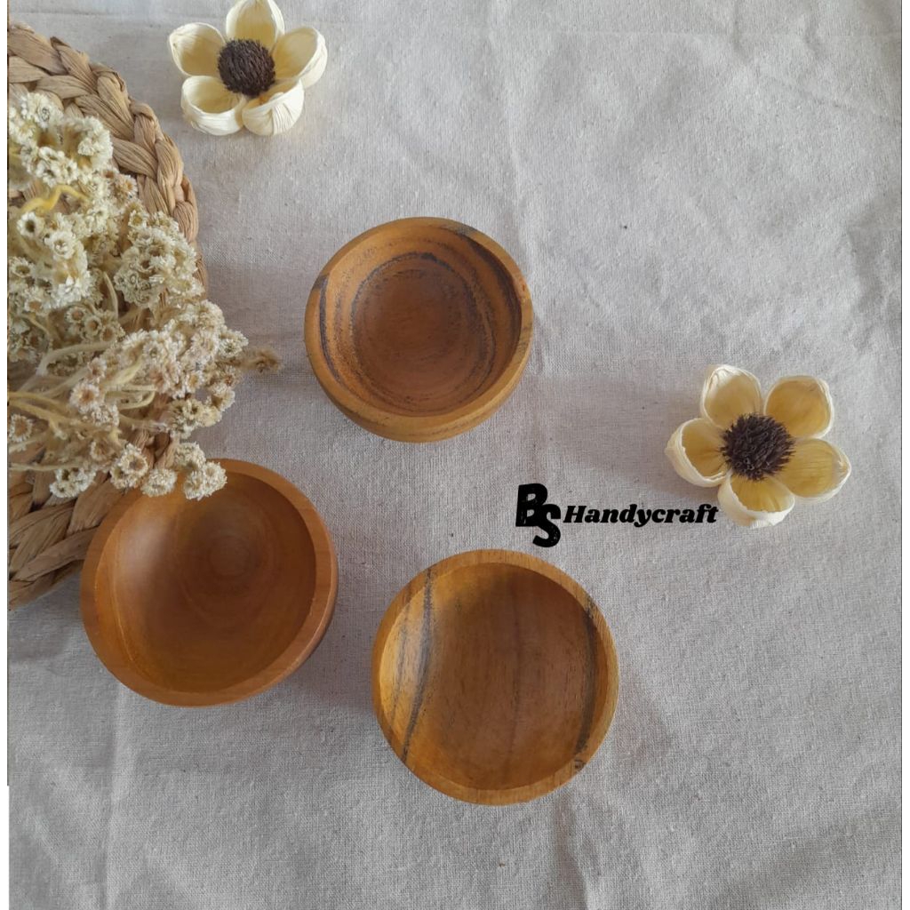 mangkok kayu/mangkok saos/mangkok sambal/mangkok kayu 6cm jati/mangkok kayu jati