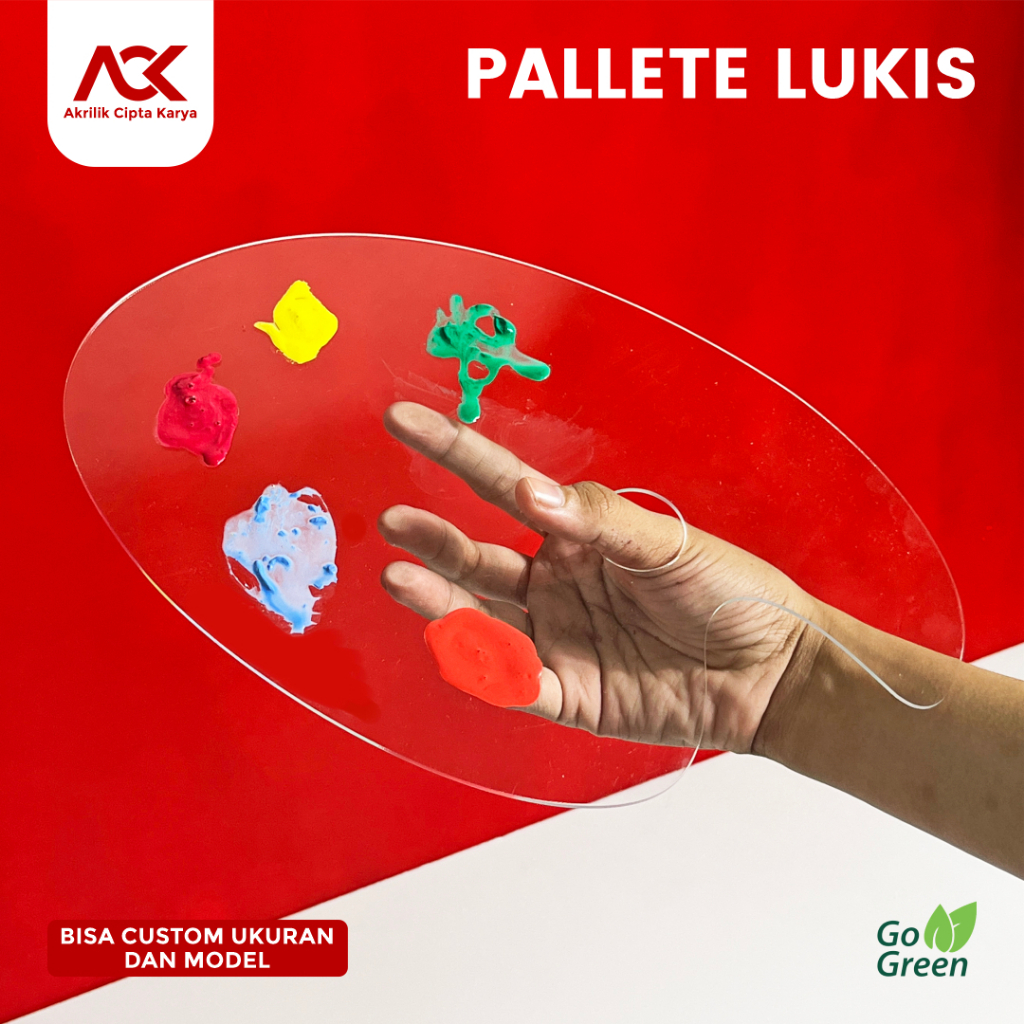

PALLETE LUKIS - TEMPAT MAKE UP ACRYLIC - PALLETE TRANSPARAN AKRILIK CAT - AKSESORIS PALLETE AKRILIK