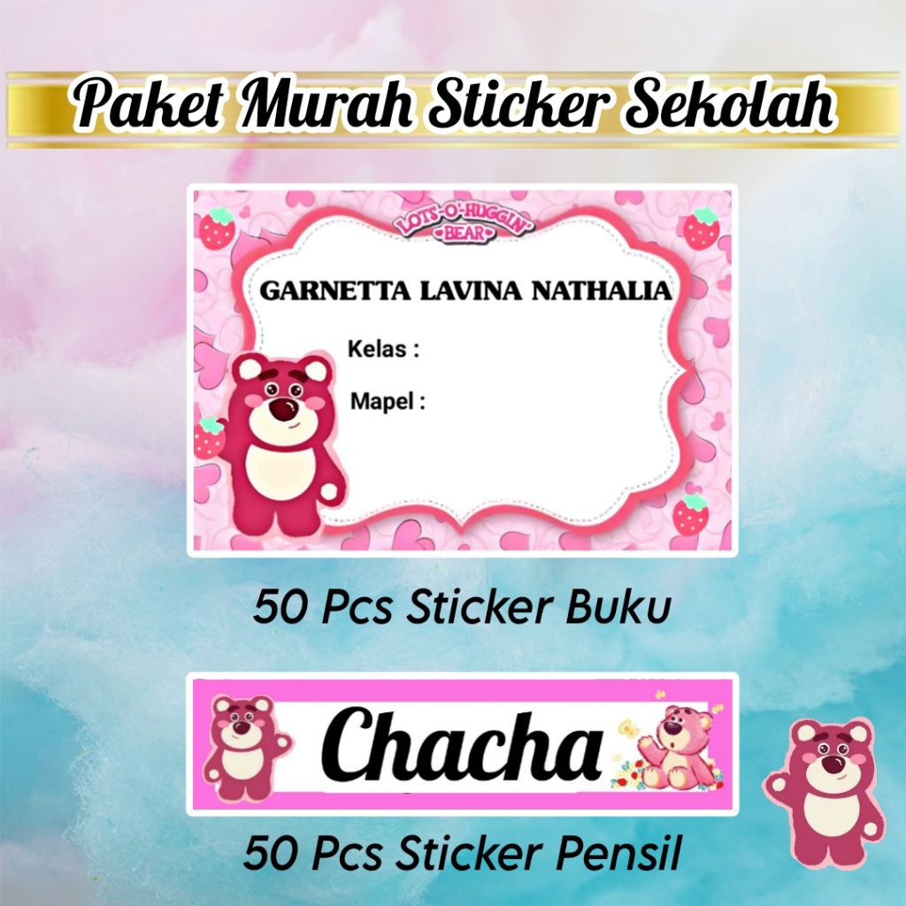 

(ISI 100 PCS) STICKER BUKU SEKOLAH + STICKER PENSIL MOTIF LOTSO