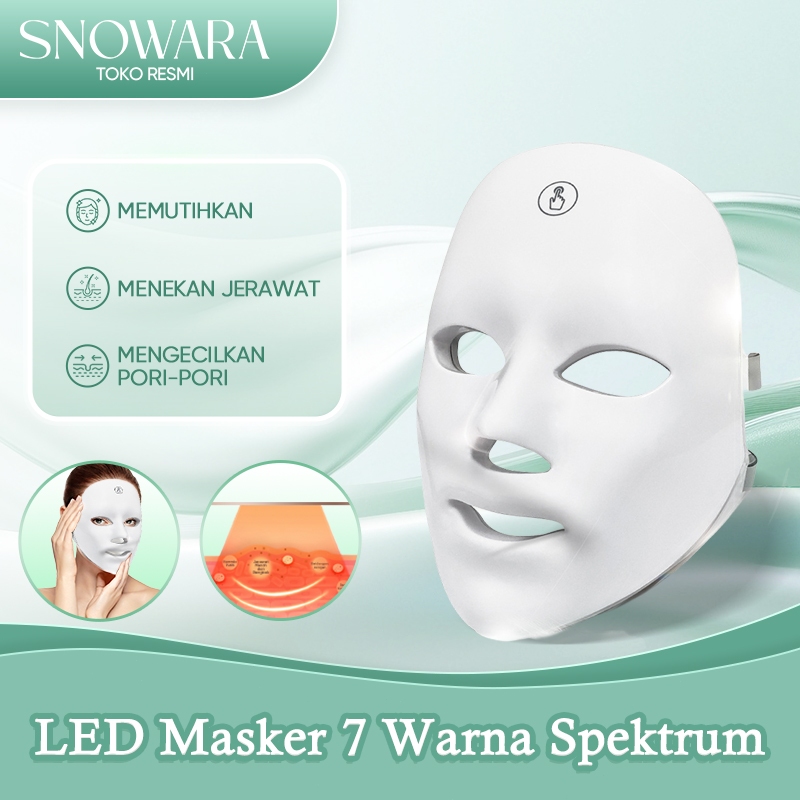 SNOWARA  Led Masker Wajah Masker LED PDT Light 7 Warna Alat Facial Wajah Terlengkap Alat Perawatan W