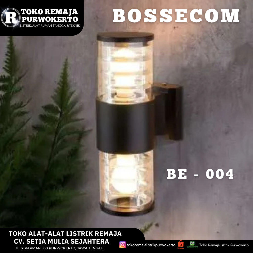 KAP LAMPU DINDING PILAR TAMAN WALL LAMP 2 ARAH BE 004 E27 SNI BOSSECOM