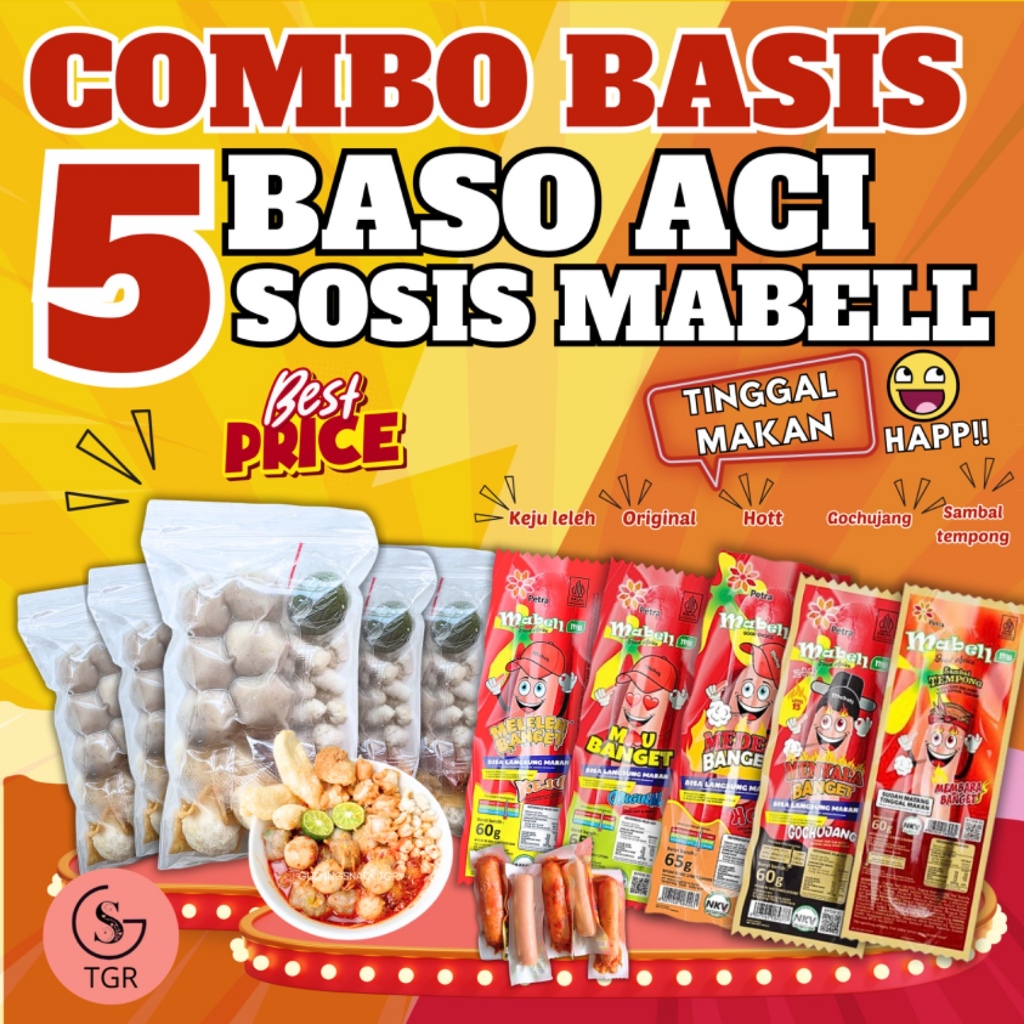 

[ COMBO BASIS ] 5 BUNGKUS BASO ACI ORI MIX 5 SOSIS MABELL VARIAN RASA ORI,HOTT,KEJU,GOCHUJANG,SAMBAL TEMPONG MAKANAN INSTAN SOSIS SAPI TINGGAL MAKAN