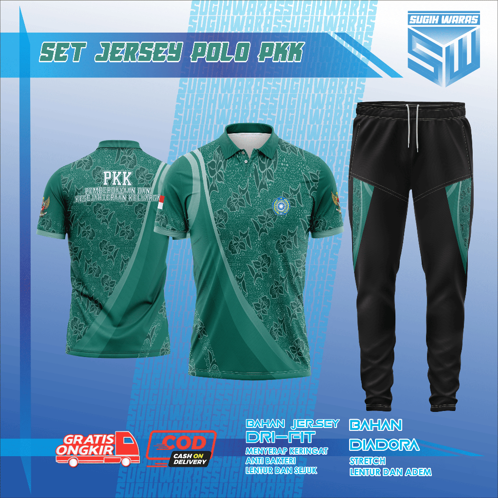 SUGIH WARAS JERSEY 1 SET POLO PKK PENDEK RUNNING OLAHRAGA