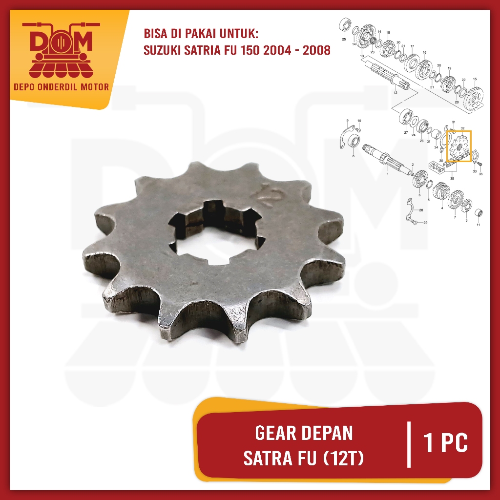 Gear Depan Satria FU 12T (PSP) Gigi Tarik Ger Gir Roda Depan Sprocket SUZUKI Satria FU 150 2004