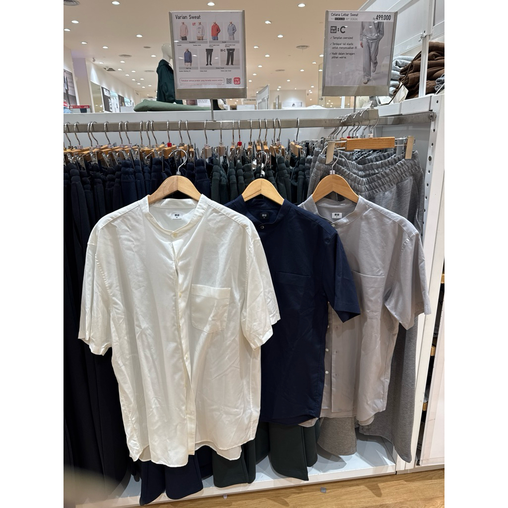 Uniqlo Kemeja Katun Modal Kerah Tegak Sale