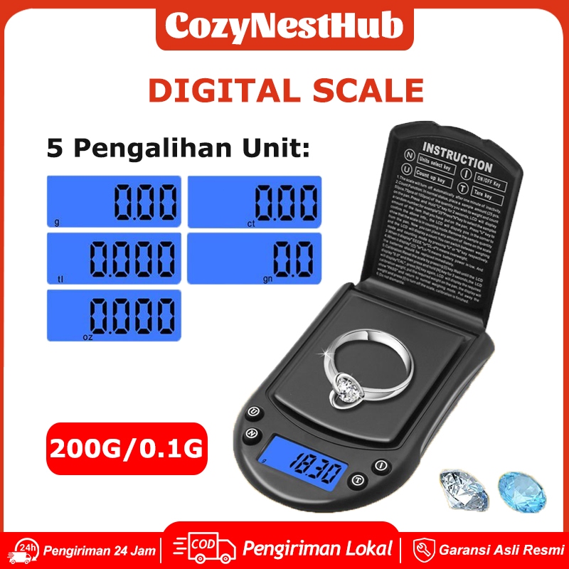 CHQ Timbangan Mini Digital 200gr / 0.01gr Timbangan Perhiasan / CHQ Timbangan Emas Pocket Digital / 