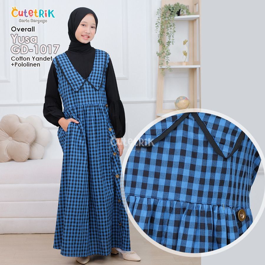 Cutetrik Terbaru Dress Overall Anak Set Tunik Gamis Overall Anak Remaja Jumsuit Anak Tanggung 2025