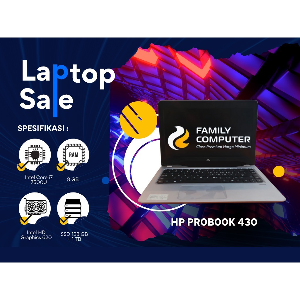 HP PROBOOK 430 G4 I7-GEN7+ ITB SSD 128/8