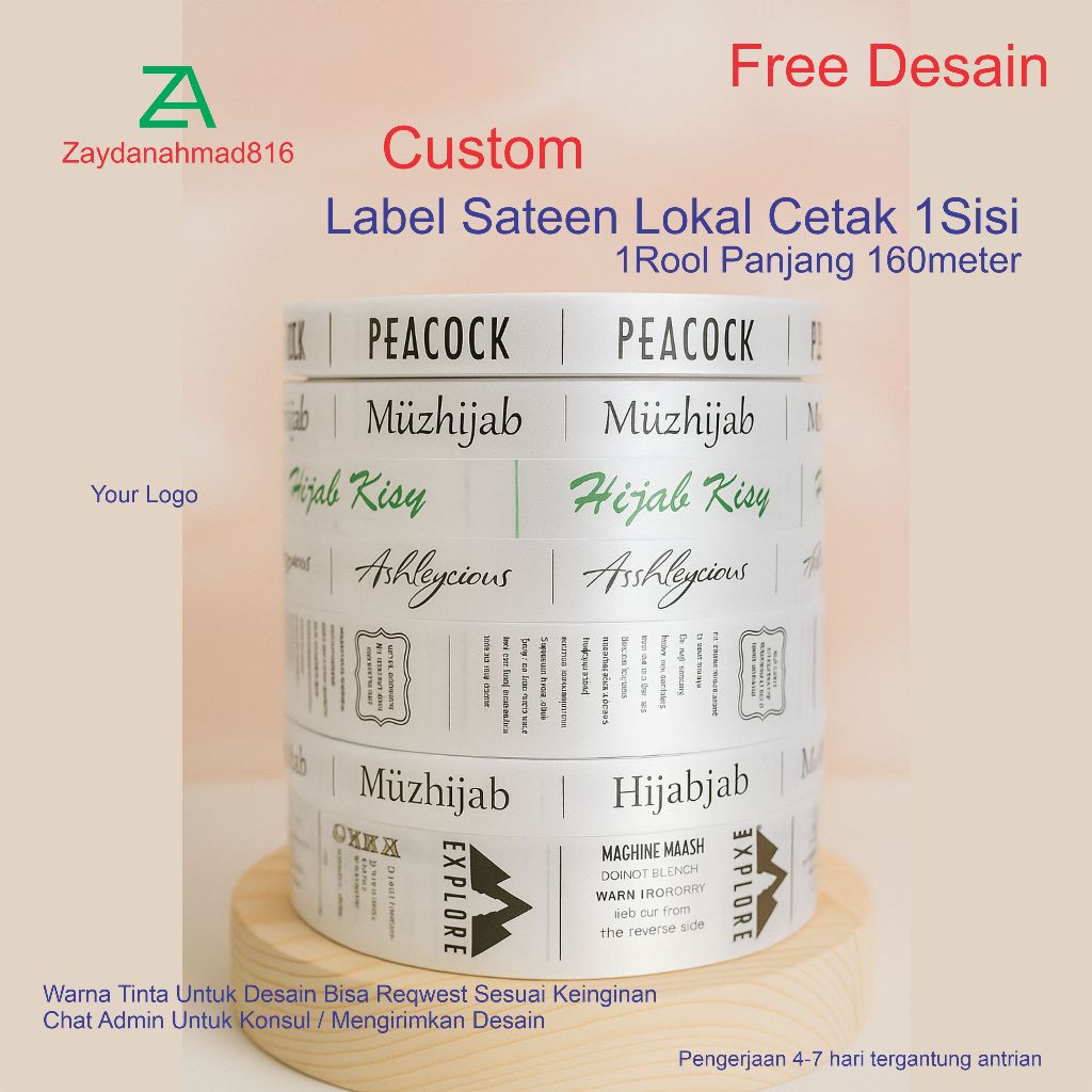 

“Terlaris,” Labe Sateen Custom Desain Sendiri – Bisa Tambah Nama, Gambar, Logo yang elegan