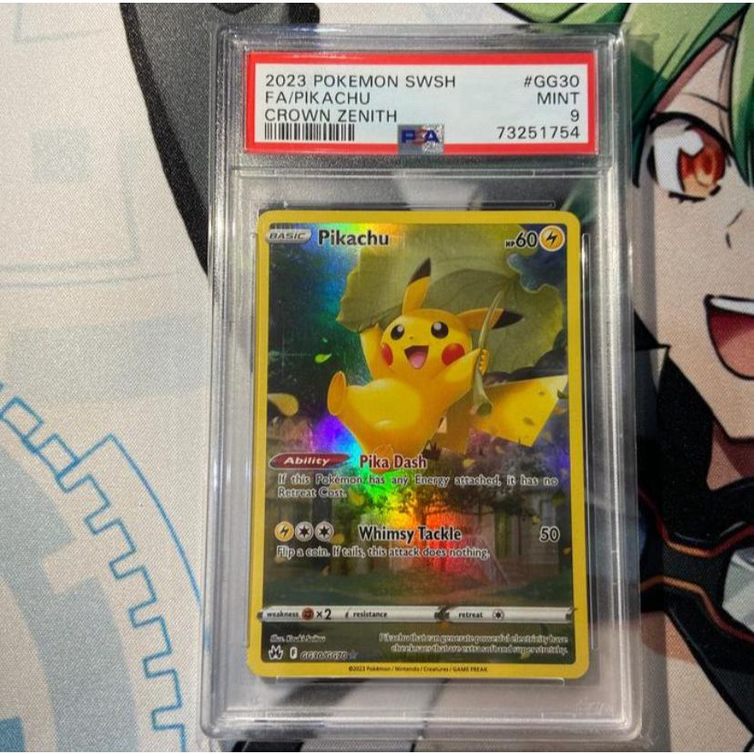 Kartu Pokemon EN English SWSH Crown Zenith Pikachu FA God Pack PSA 9