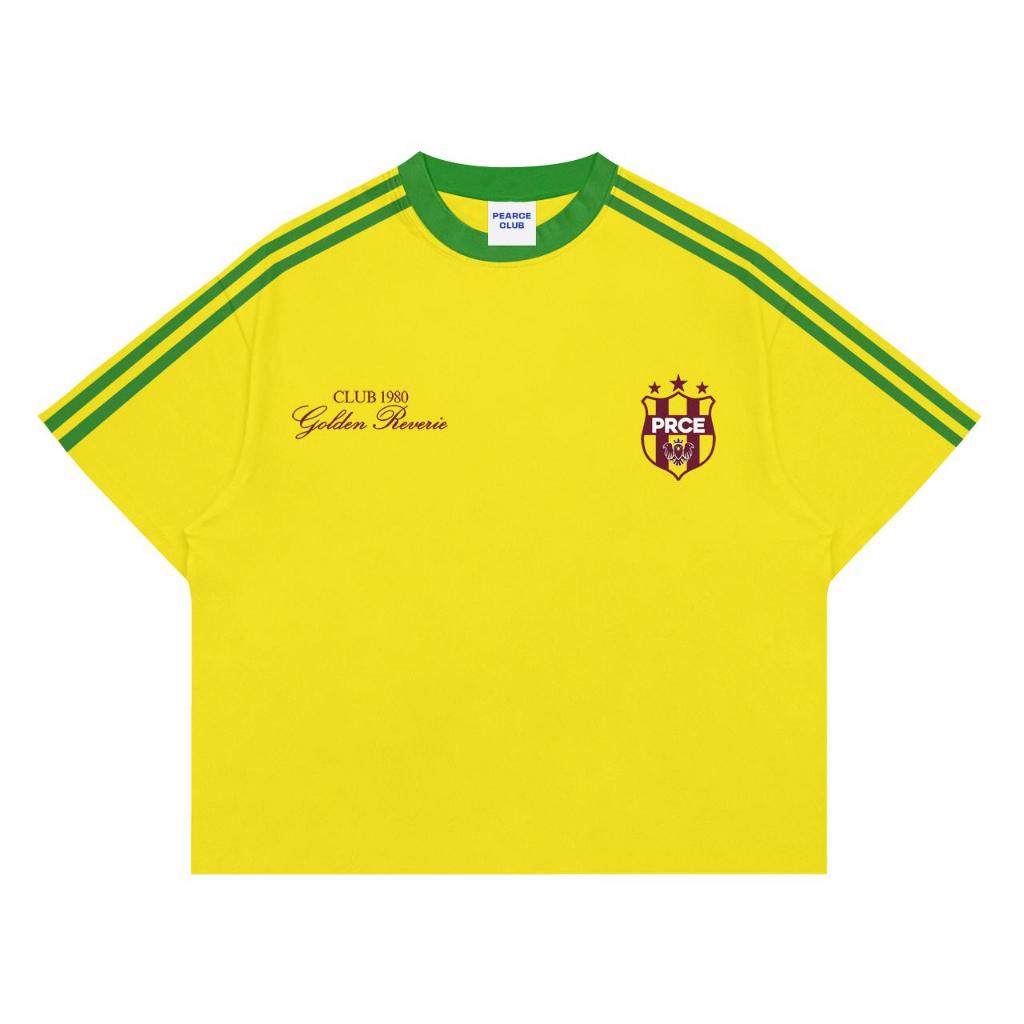 Boxy T Shirt Pearce - Golden Club Kuning Lis hijau Baju Kaos Casual Oversize