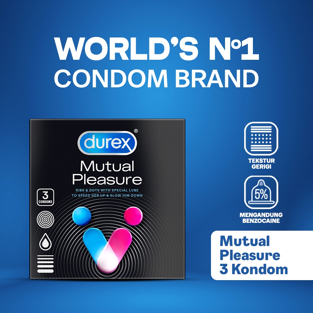 Durex Mutual Pleasure Kondom Gerigi Kondom Pria Tahan Lama 3s - Condom with Benzocaine