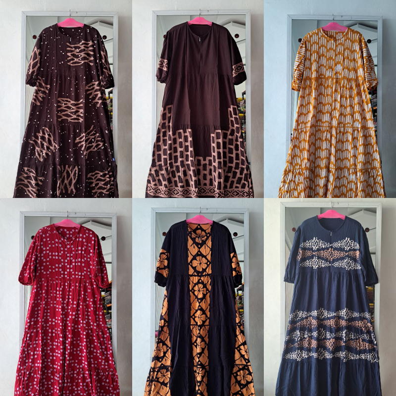 ARIEFA BATIK - TERLARIS DRESS SEKDRESS SUSUN BATIK CAP RAYON CANDI MEKAR LD 115 PB 130 BUSUI TERMURA