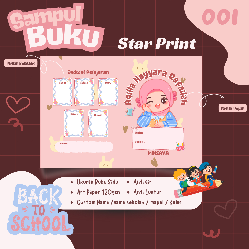 

Sampul Buku Bisa di kasih,Nama Anak.Nama Sekolah, Kelas Ukuran standar /buku sidu