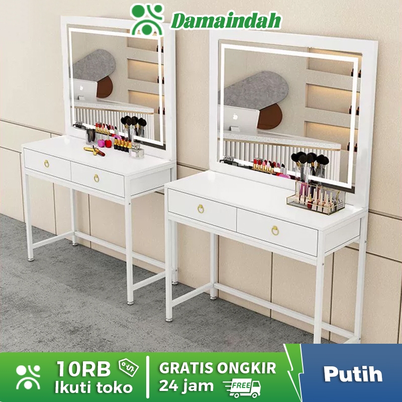 Damaindah Meja rias / Meja Rias Dengan Cermin /Meja Rias Minimalis/ Meja Rias Putih Lampu LED/Meja r