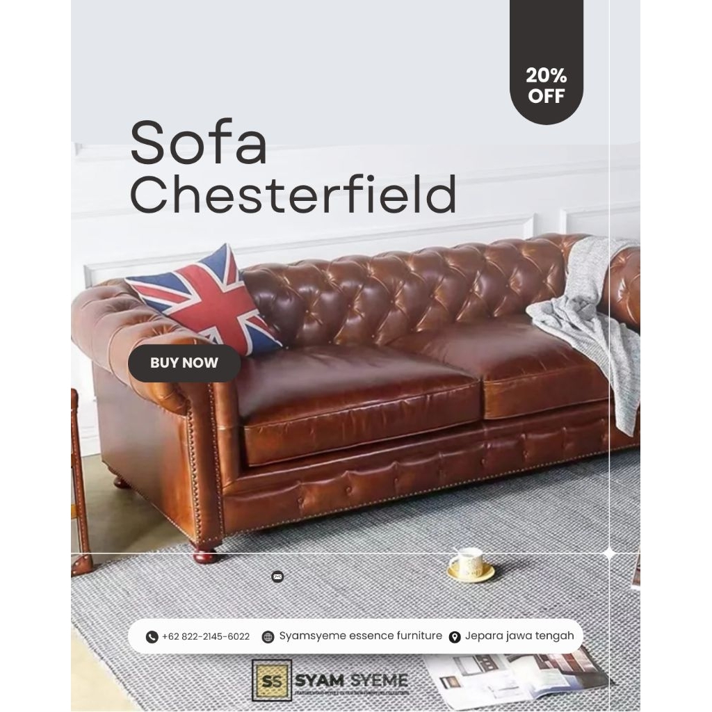 Sofa chesterfield neoklasik 2 dudukan jumbo sangat cocok untuk ruang tamu sofa set design modern rua
