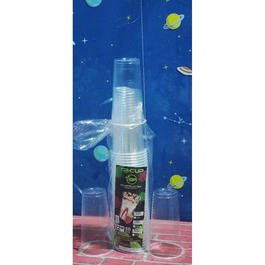 Cup gelas 22 Oz datar bening ,halal