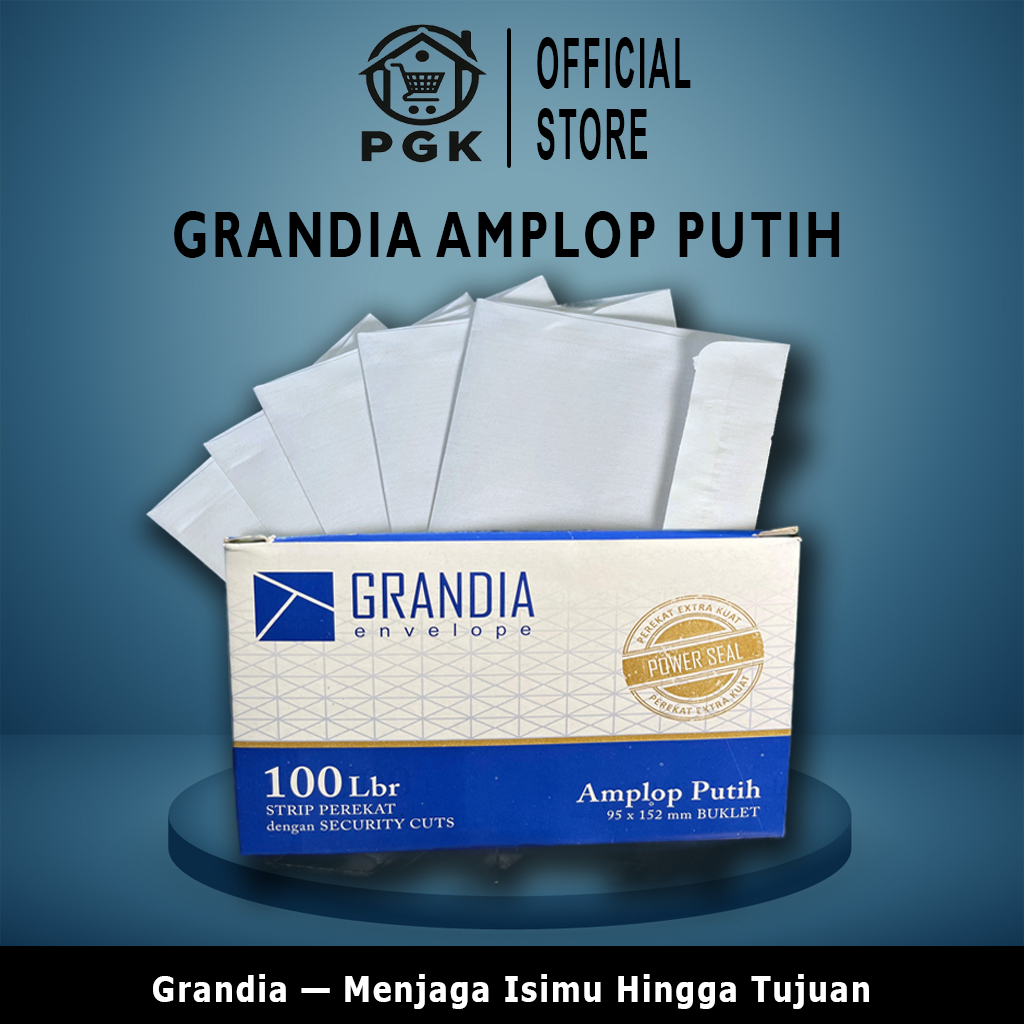 

GRANDIA - Amplop Putih 1 kotak= 100 pcs - Kualitas Terbaik, Elegan dan Kuat - Pusat Grosir Kelontong