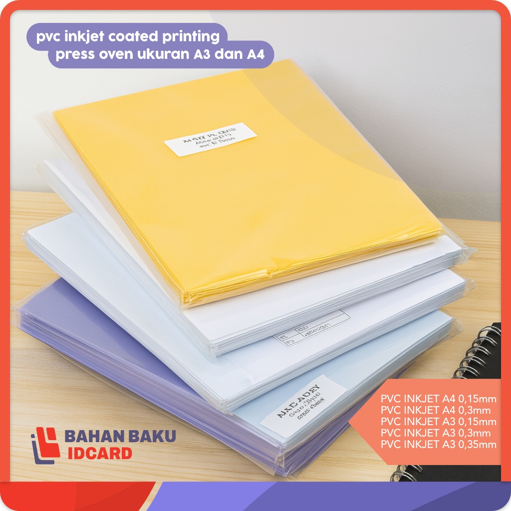 

Kertas pvc inkjet coated printing digital sheet, bahan baku id card press oven ukuran A3 dan A4