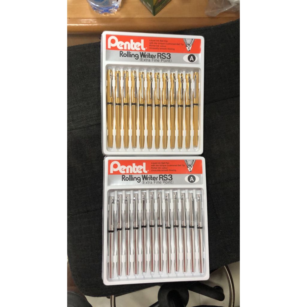 

ballpoint roller PENTEL RS3 ( made in japan ) gold / silver crome pena tanda tangan pejabat ( satuan per buah)