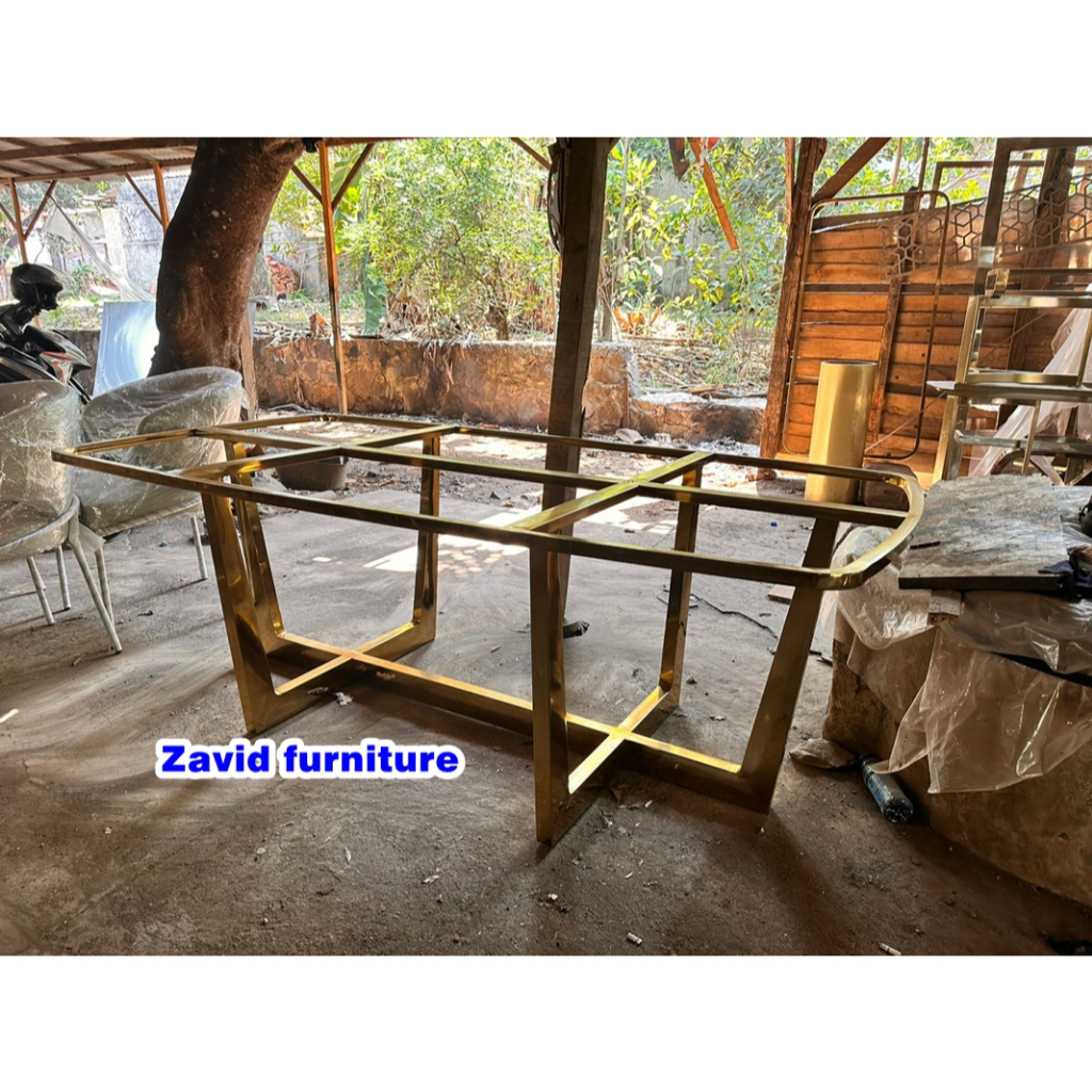 kaki meja stainles gold, rangka kaki meja minimalis, kaki meja stainless steel, rangka kaki meja ter