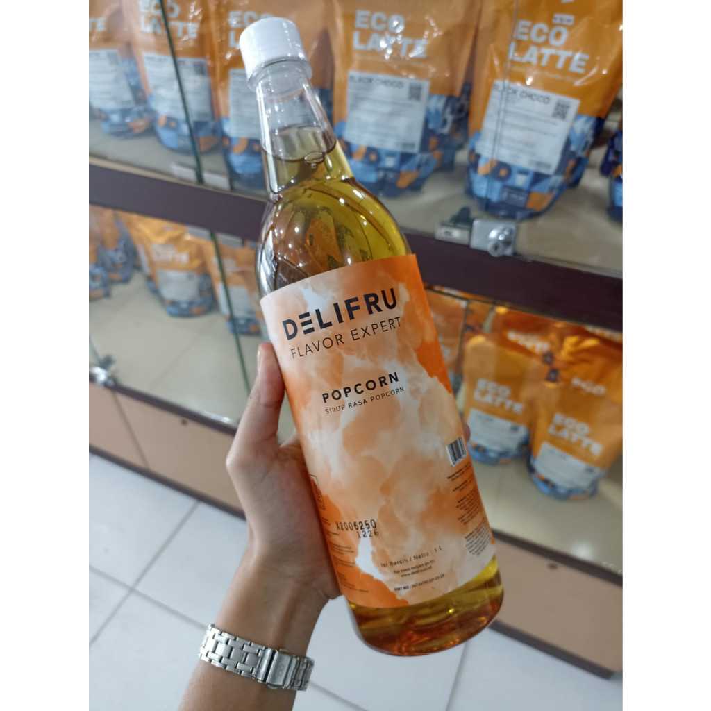 

DELIFRU POPCORN SYRUP DRINK KEMASAN 1 LITER/POPCORN PREMIUM/BPOM/HALAL