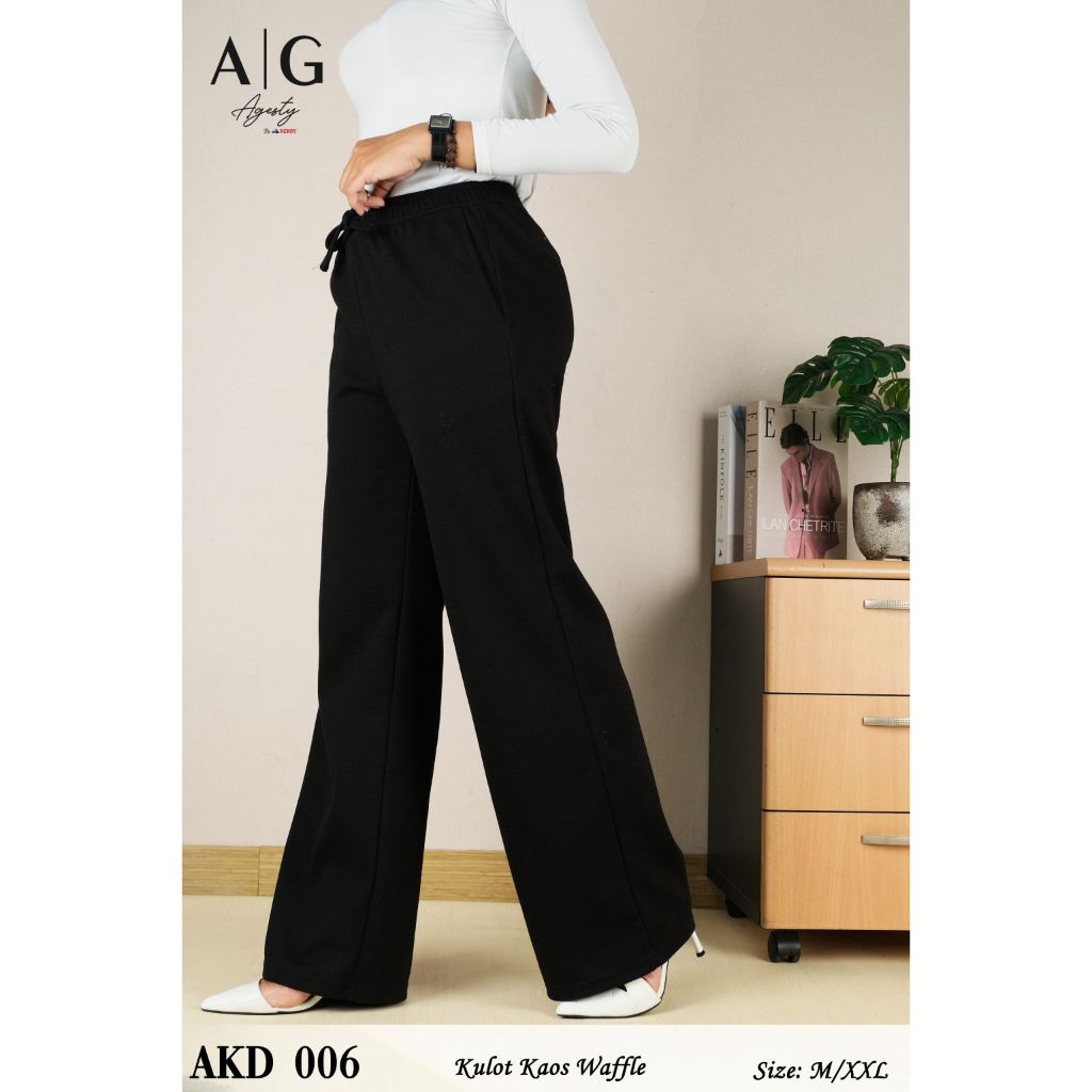 AGESTY BY KENDY - Celana Kulot  Katun Wanita AKD006  - Hitam