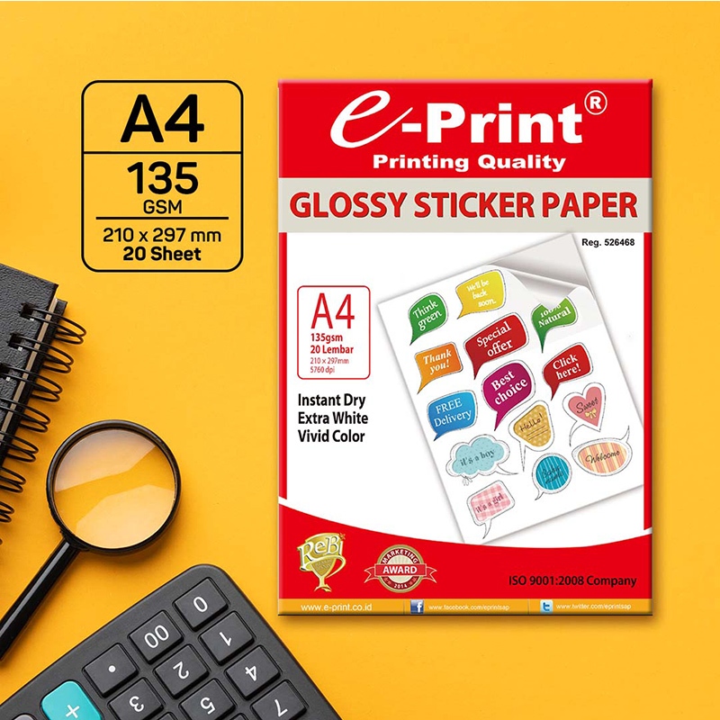 

Kertas Sticker Glossy e-Print A4 135 gsm