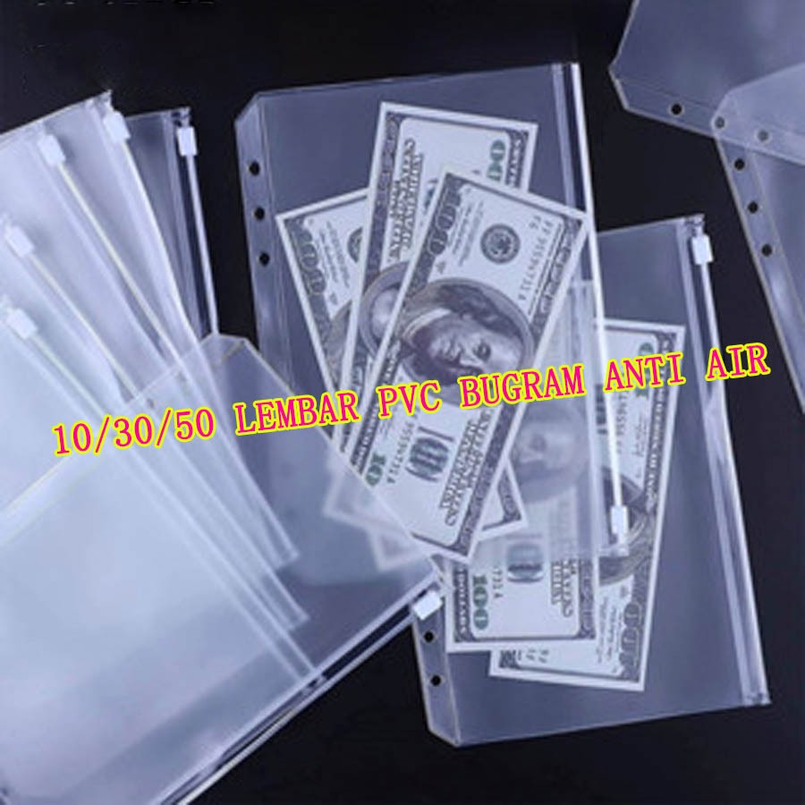 

AT Map Plastik Binder Isi Ulang 10/30/50 Lembar - Kantong Masuk Atas, Bahan PVC Buram Anti Air,