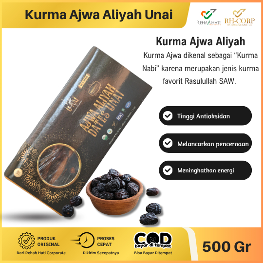 

Rehab Hati Herbal Kurma Ajwa Aliyah Unai Organic Grade Premium 500 Gram