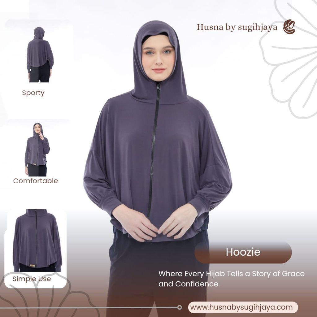 Hijab Hoodie (HOOZIE) Husna Hijab Jersey Premium Dewasa Instan Original Husna By Sugih Jaya Hijab of