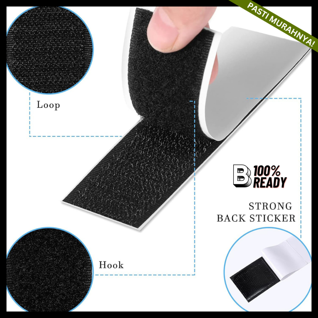Velcro Perekat / Velcro Tape 1M 25mm / Double Tape Velcro / Perekat Serbaguna