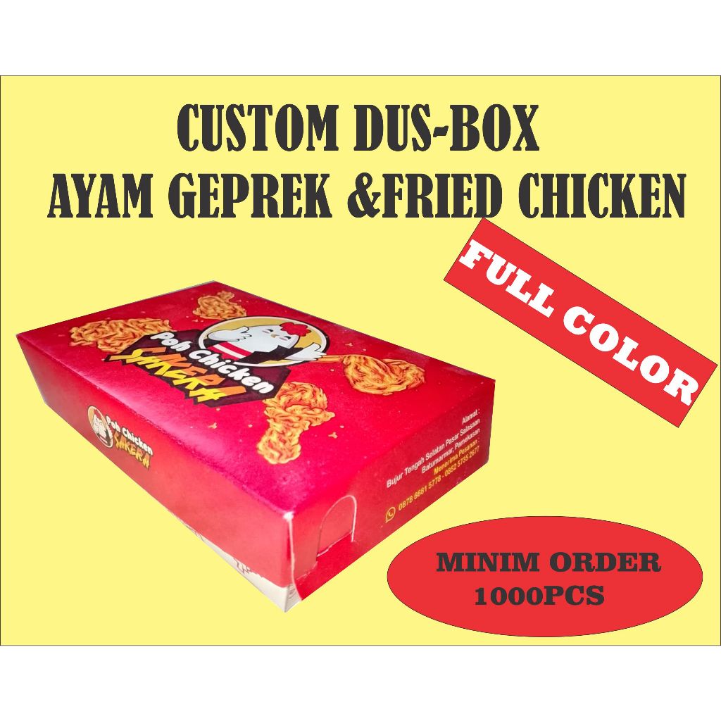 

[ISI 1000 PCS] CUSTOM DUS AYAM GEPREK & FRIED CHICKEN , CUSTOM BOX MAKANAN