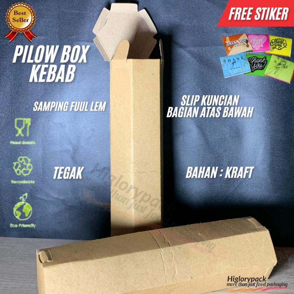 

box Kebab bahan kraft uk 20x6cm 1pack isi 50pcs dan free sticker
