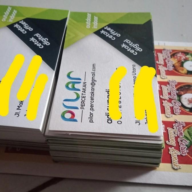 

Cetak Kartu Nama 1 boks isi 100 pc bahan Kertas tebal mengkilap 1 sisi
